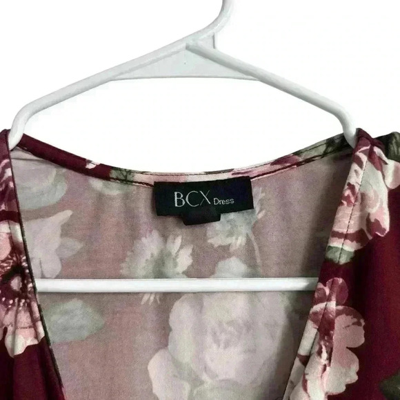 Floral Wrap Dress Maroon Mini Dress - Picture 2 of 3